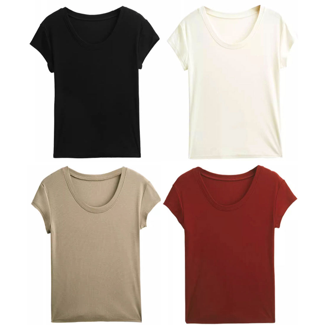 ミニミニストア miniministore UネックTシャツ レディース 半袖 夏服 （ワインレッド） ワインレッド