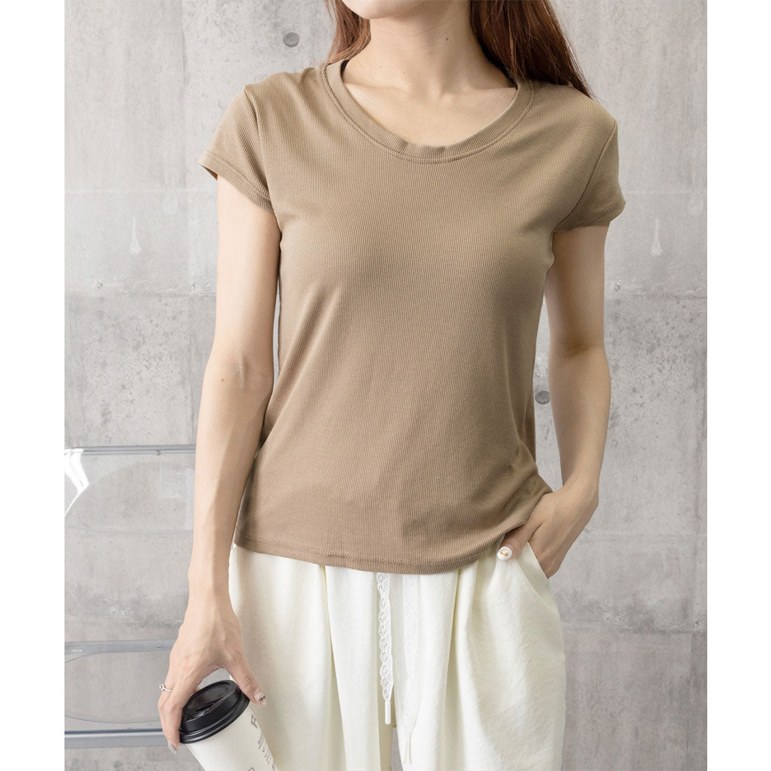 ミニミニストア miniministore UネックTシャツ レディース 半袖 夏服 （ワインレッド） ワインレッド