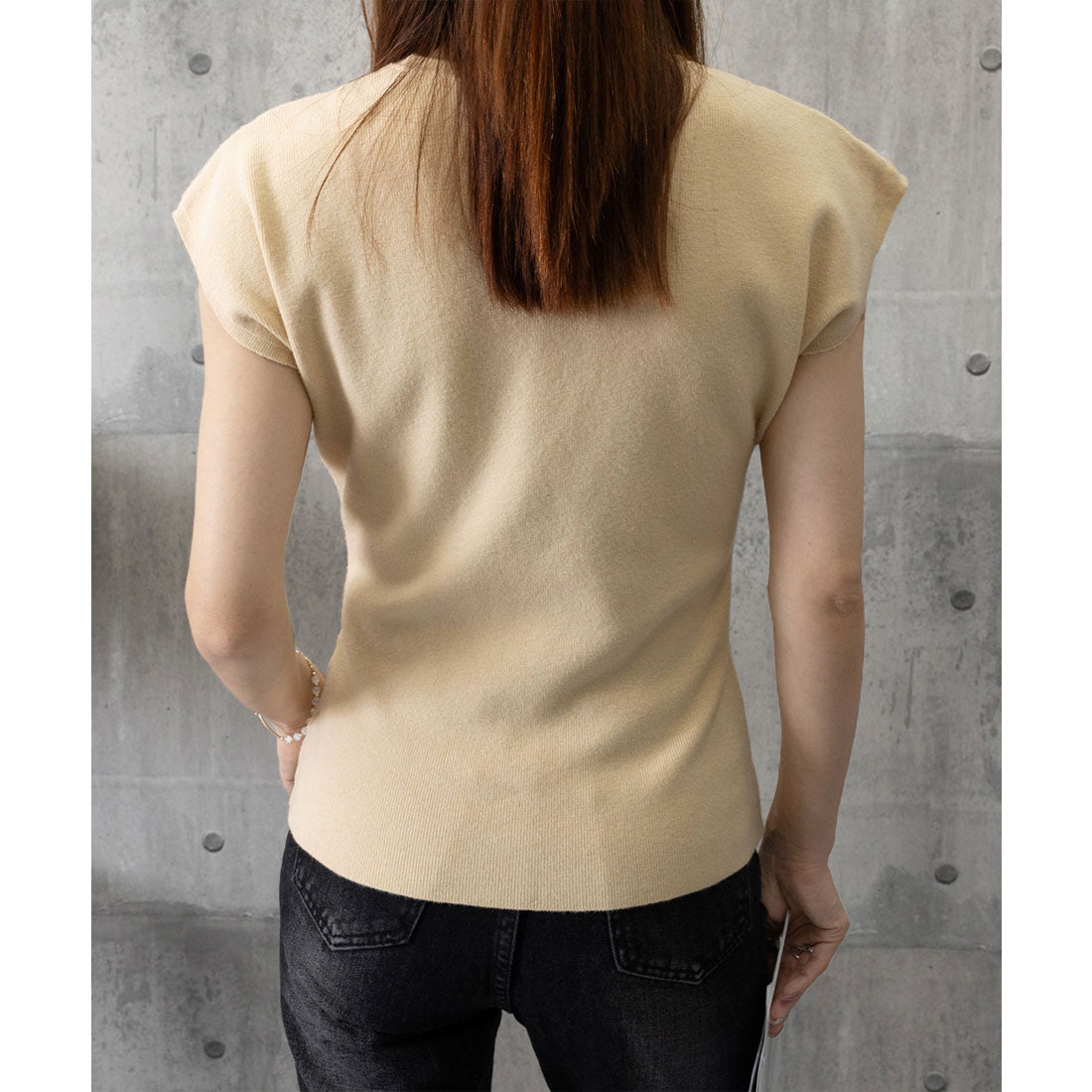 ミニミニストア miniministore ニットTシャツ レディース 韓国風 夏服 （ベージュ） ベージュ