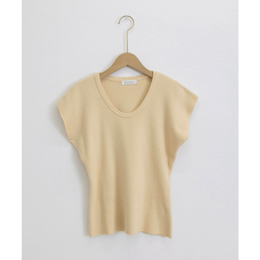 ミニミニストア miniministore ニットTシャツ レディース 韓国風 夏服 （ベージュ） ベージュ