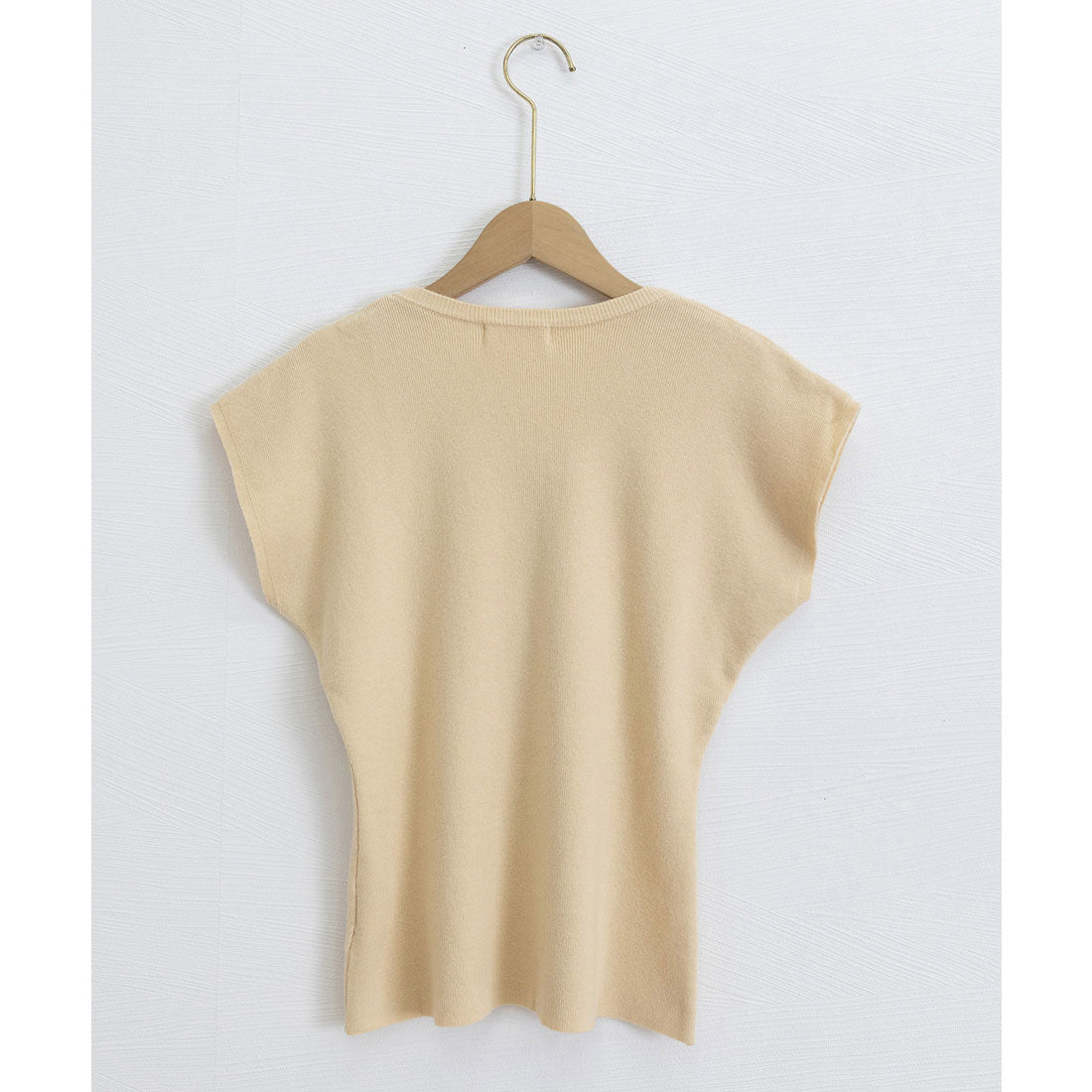 ミニミニストア miniministore ニットTシャツ レディース 韓国風 夏服 （ベージュ） ベージュ