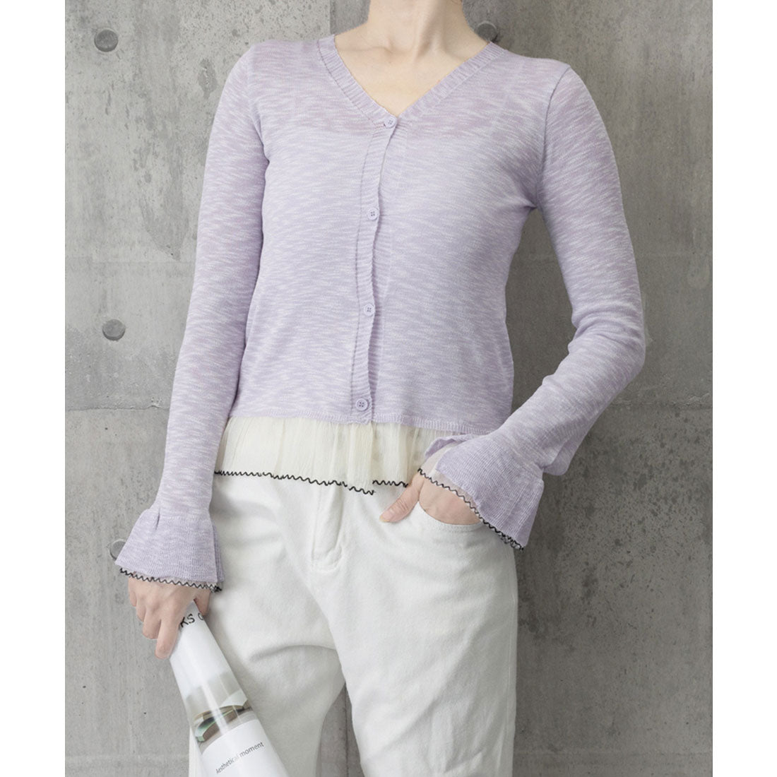 ミニミニストア miniministore ニットカーディガンフリル裾ニットトップス （ライトブルー） ライトブルー