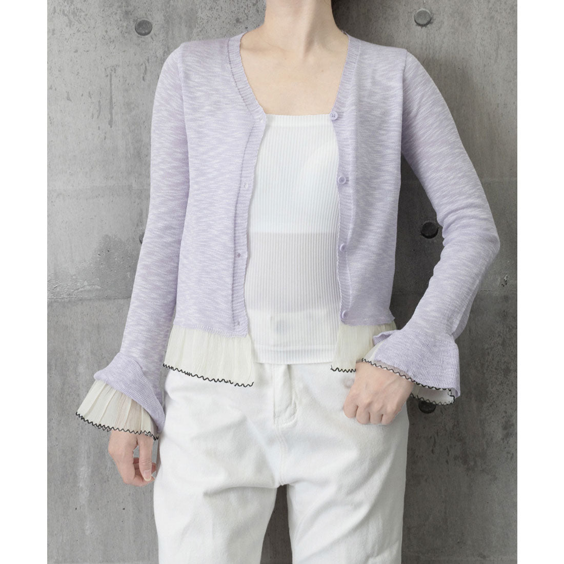 ミニミニストア miniministore ニットカーディガンフリル裾ニットトップス （ライトブルー） ライトブルー