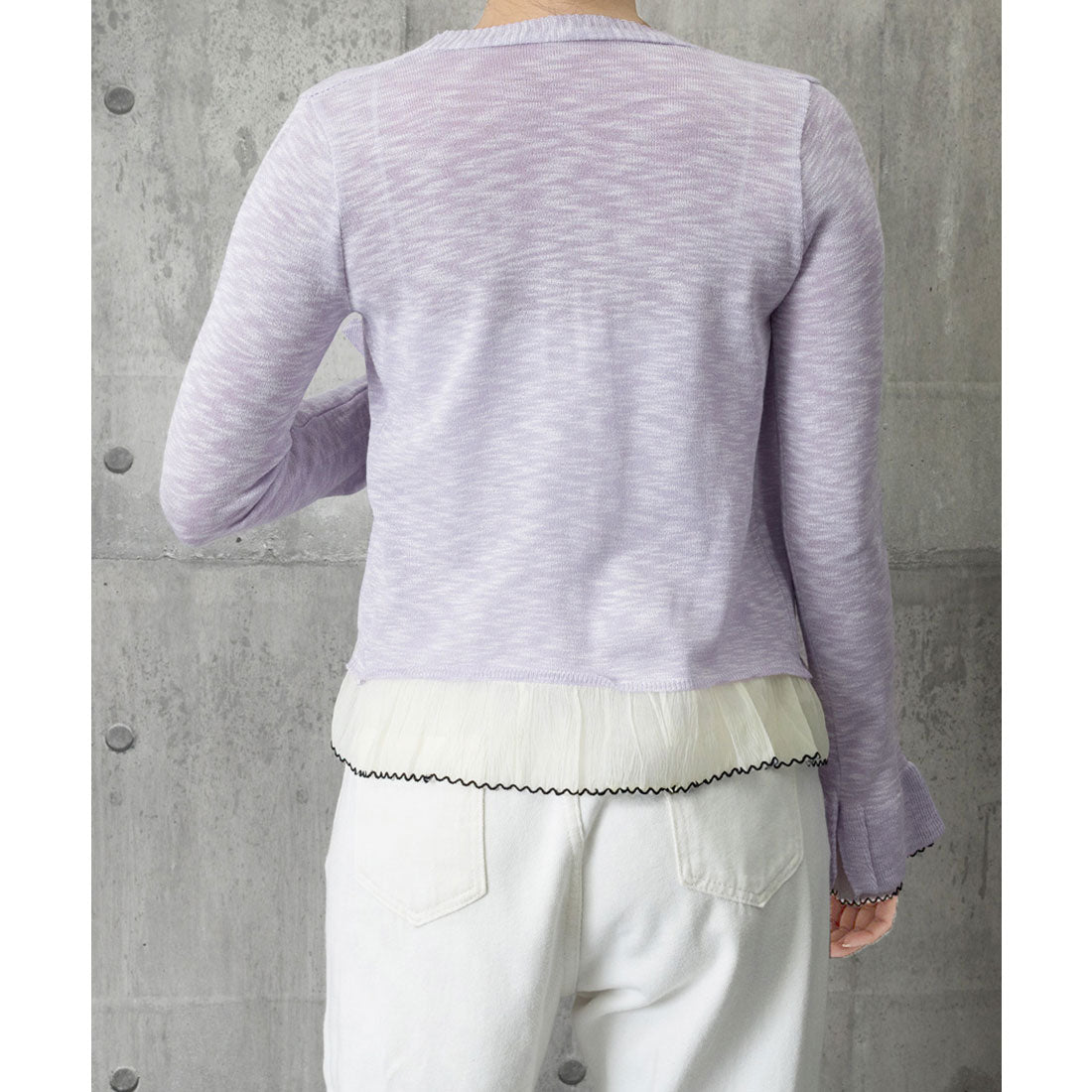 ミニミニストア miniministore ニットカーディガンフリル裾ニットトップス （ライトブルー） ライトブルー