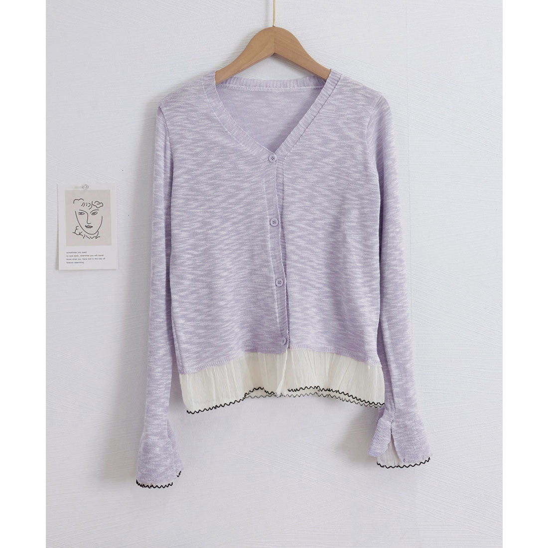 ミニミニストア miniministore ニットカーディガンフリル裾ニットトップス （ライトブルー） ライトブルー