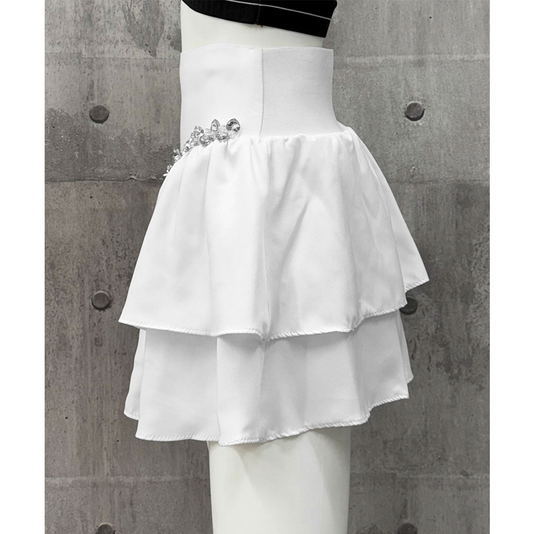 ミニミニストア miniministore ダブルフリルミニスカート 韓国風 お洒落 （ホワイト） ホワイト