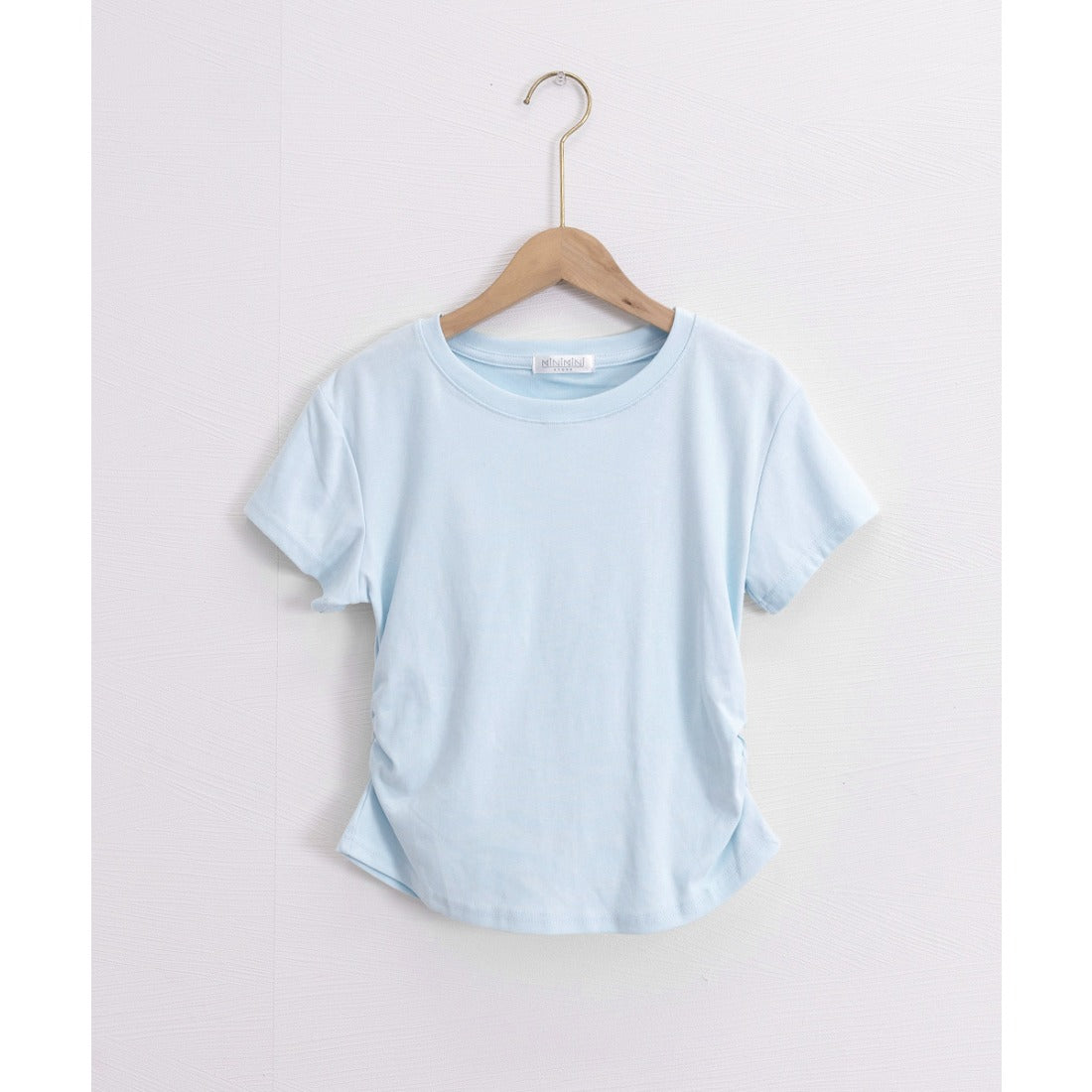 サイドギャザーtシャツ 半袖トップス夏服 ホワイト