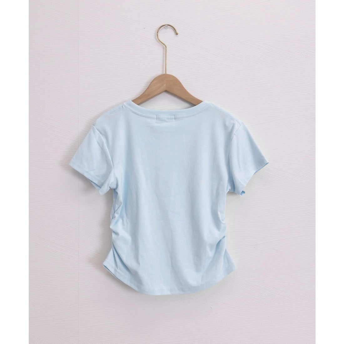 サイドギャザーtシャツ 半袖トップス夏服 ホワイト