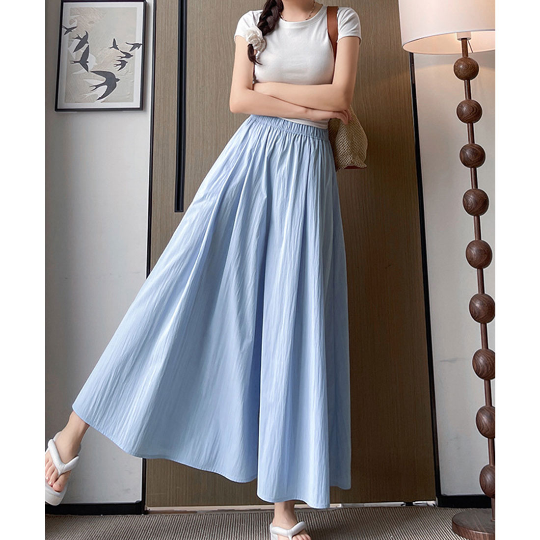 ミニミニストア miniministore ワイドパンツ 冷感キュロットパンツ春夏秋 （ライトベージュ） ライトベージュ