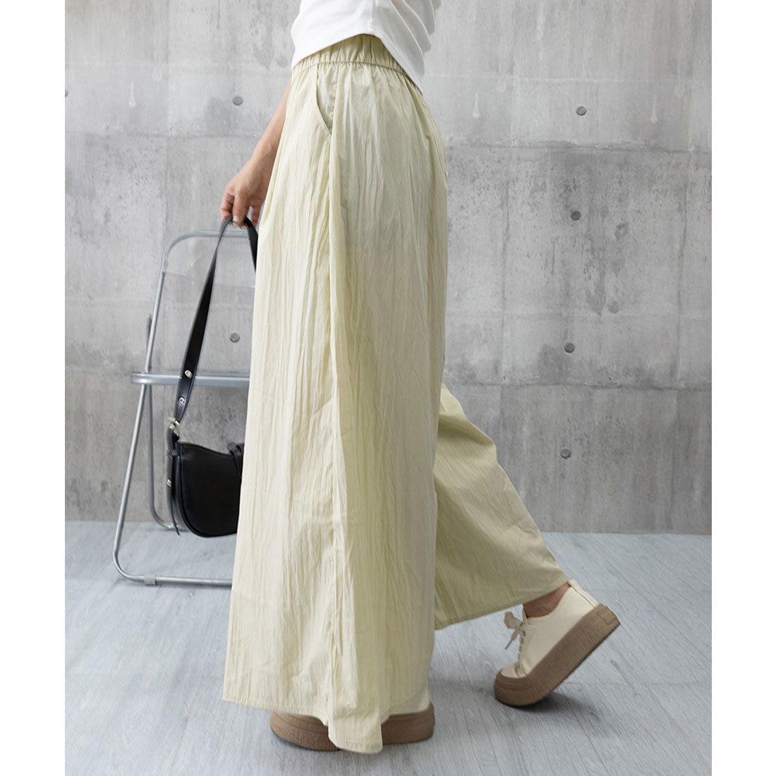 ミニミニストア miniministore ワイドパンツ 冷感キュロットパンツ春夏秋 （ライトベージュ） ライトベージュ