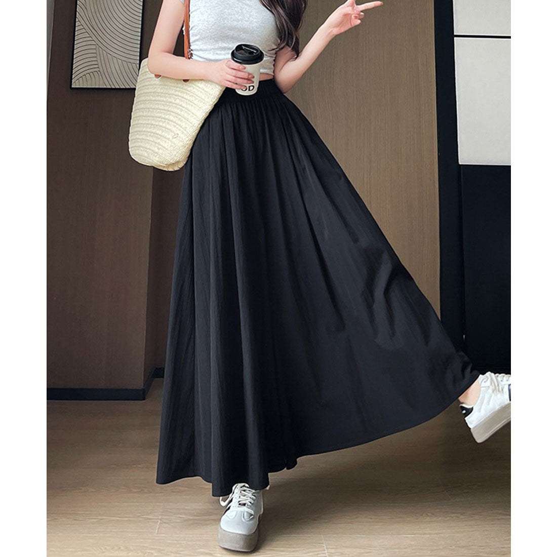 ミニミニストア miniministore ワイドパンツ 冷感キュロットパンツ春夏秋 （ブラック） ブラック