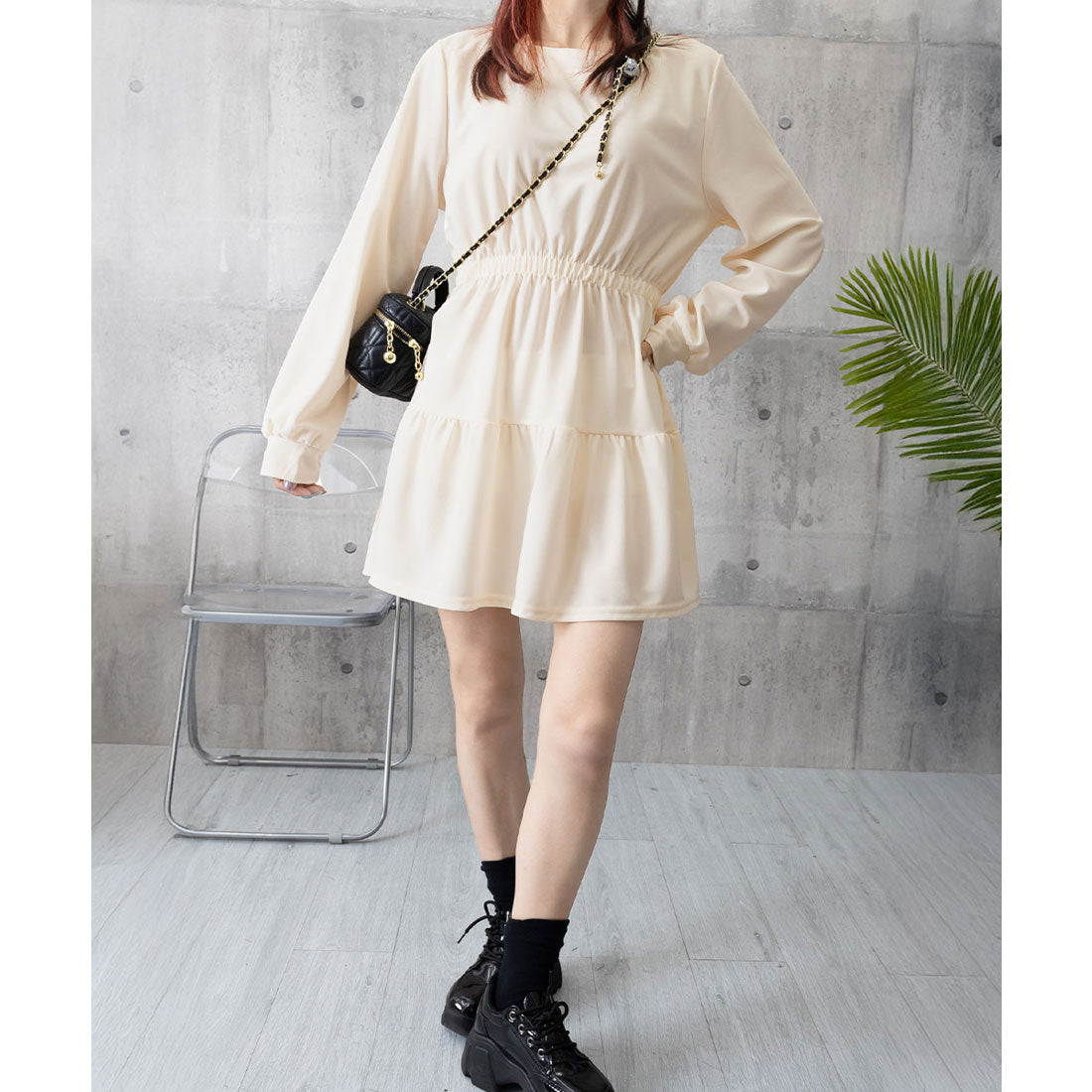 ミニミニストア miniministore ティアードミニワンピース ウエストマーク （アイボリー） アイボリー