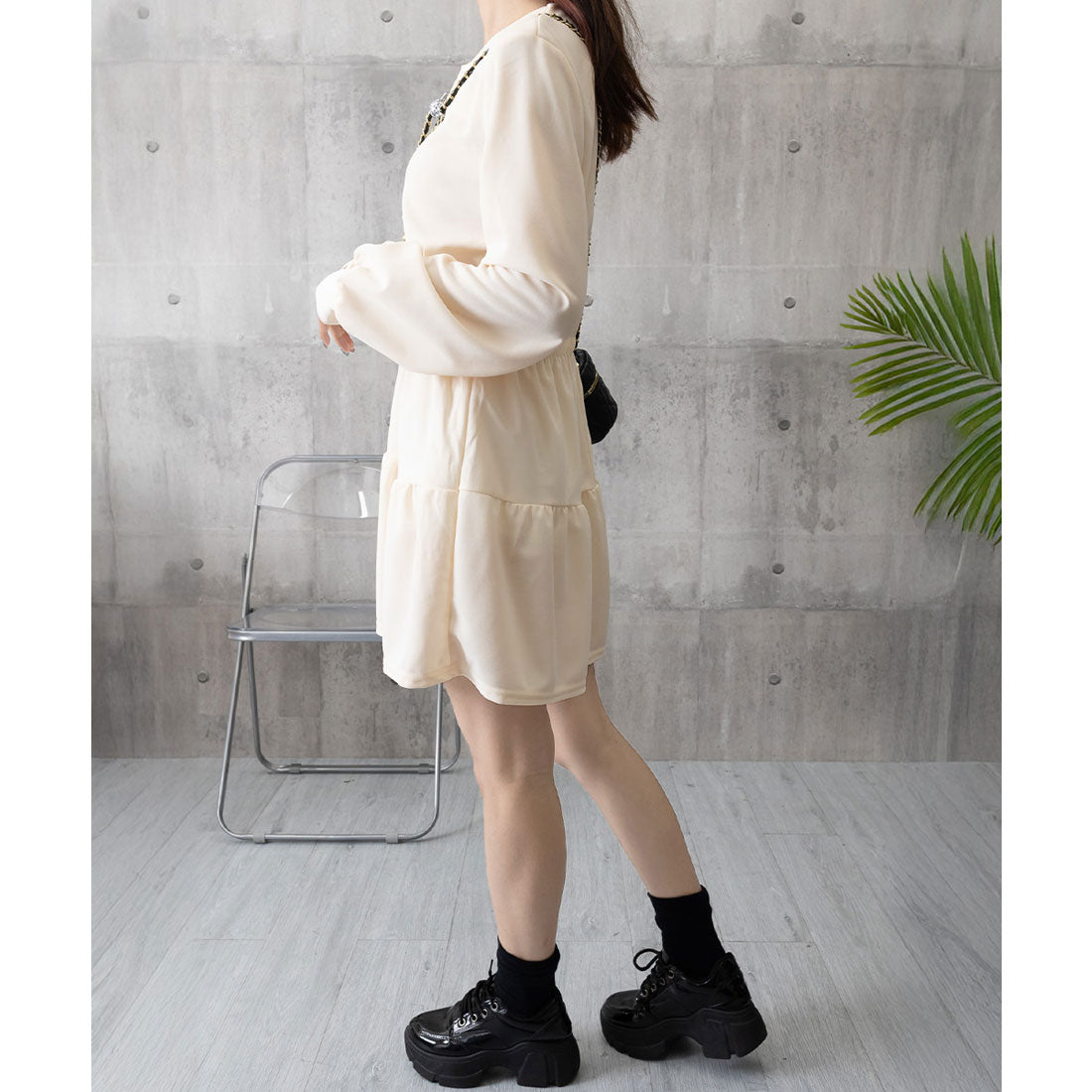 ミニミニストア miniministore ティアードミニワンピース ウエストマーク （アイボリー） アイボリー