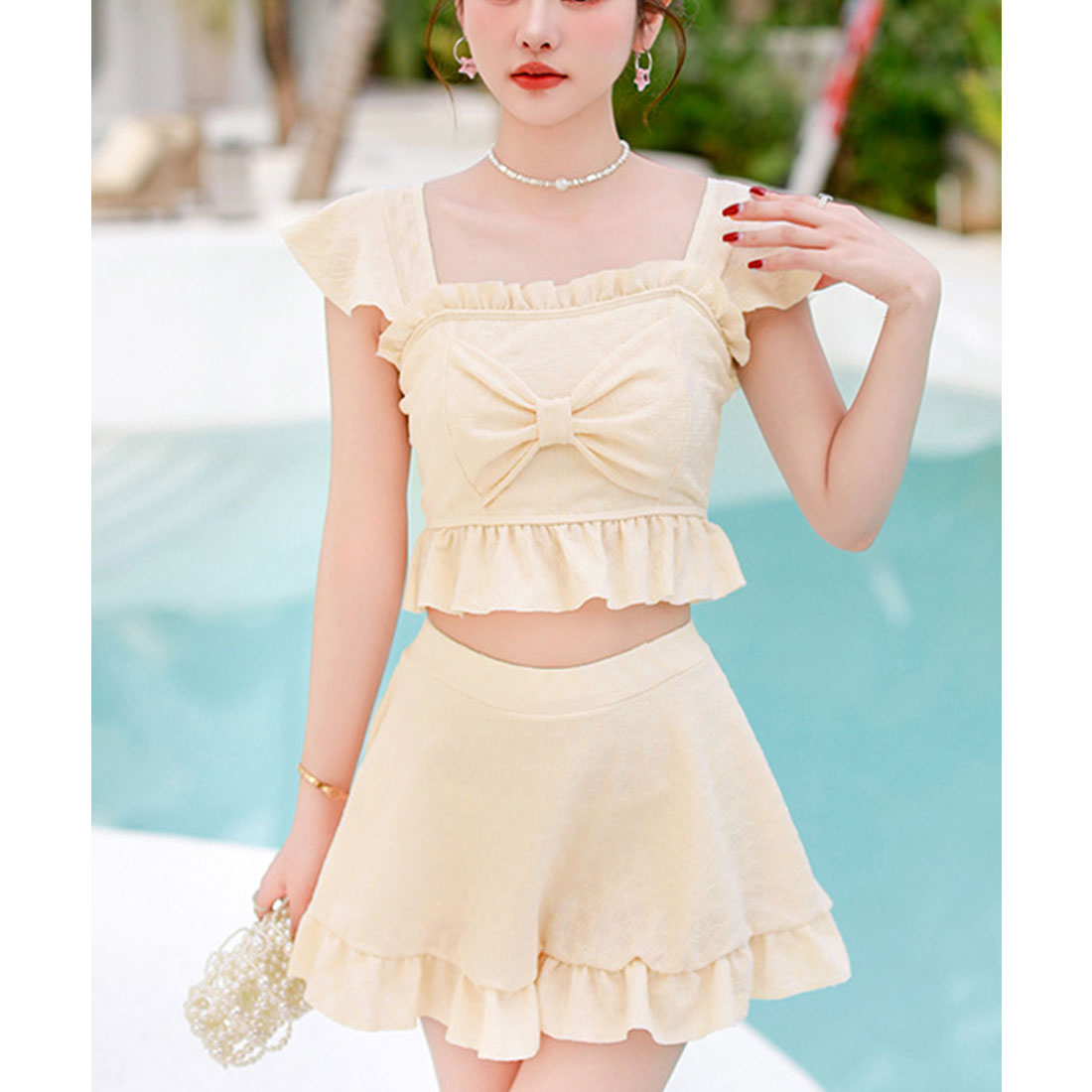 ミニミニストア miniministore 盛れる水着レディースフリル水着2点セット 【返品不可商品】 （アイボリー） アイボリー