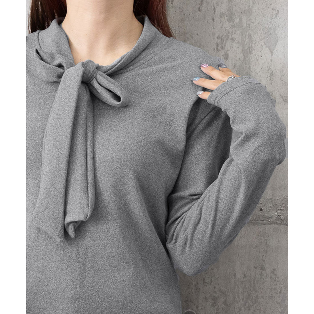 リボンタイ付きトップス ボウタイtシャツ ホワイト