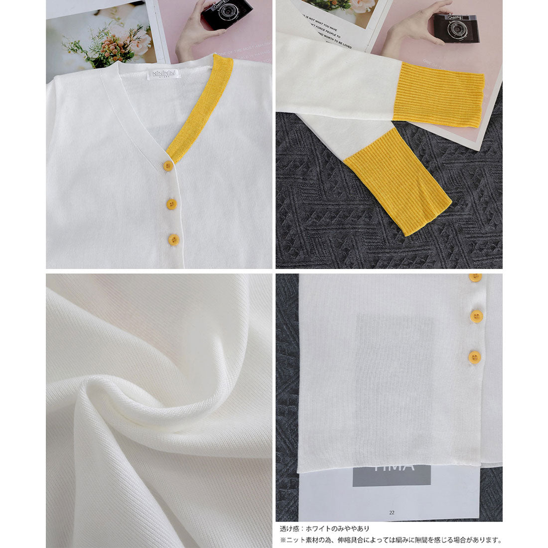 ミニミニストア miniministore バイカラーニットカーディガンレイヤード風 （ブラック） ブラック