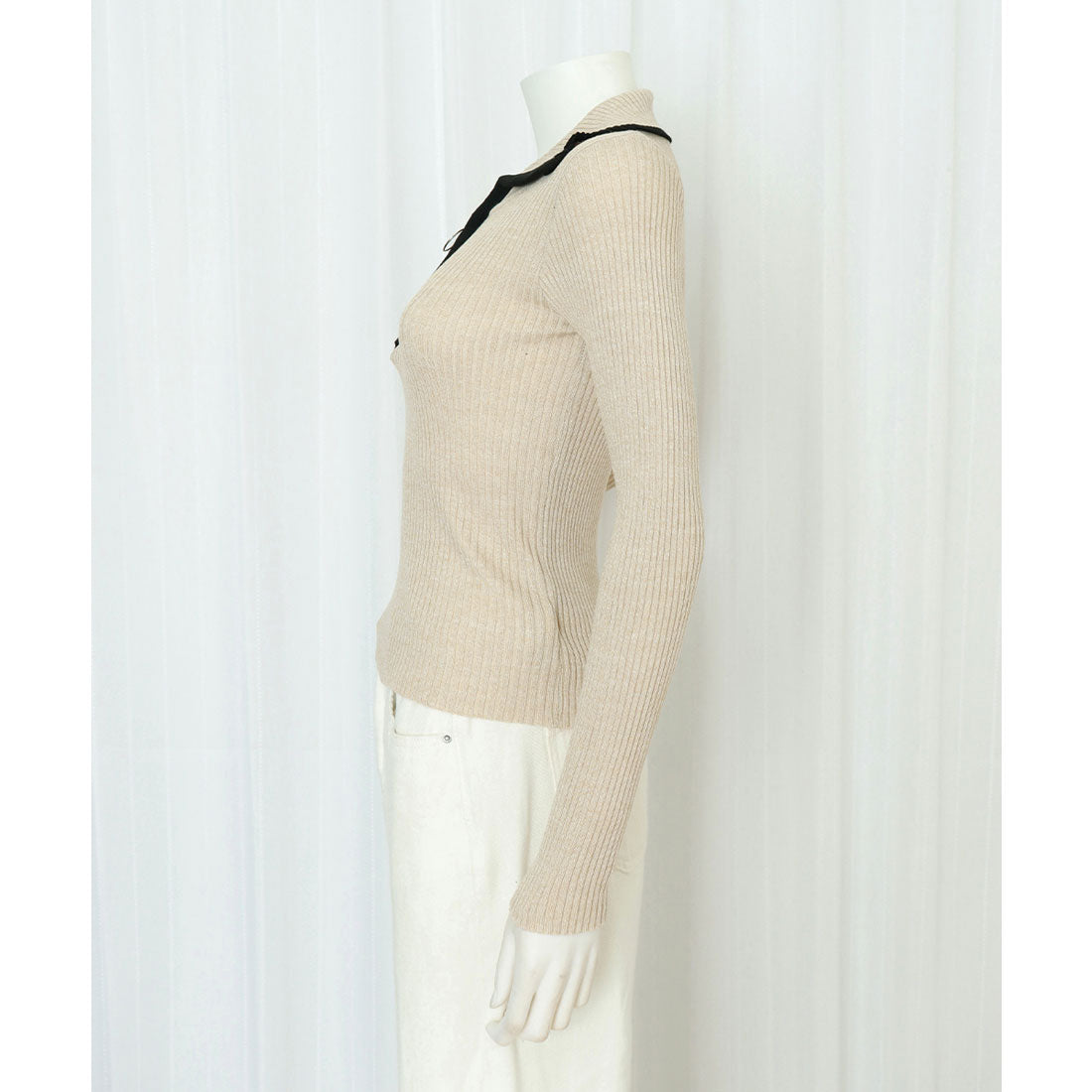 miniministore Knit Top with Zipper Solid Color