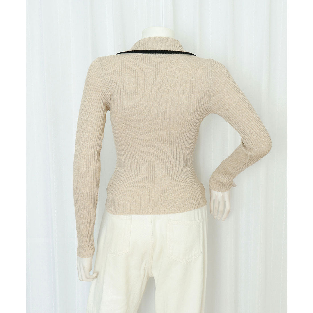 miniministore Knit Top with Zipper Solid Color