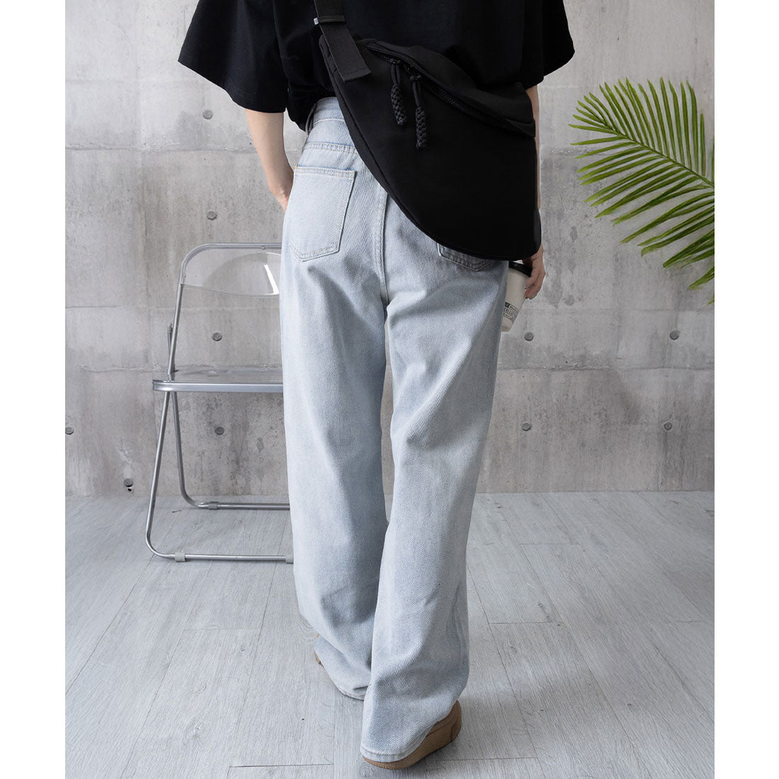 ミニミニストア miniministore ダメージデニムパンツハイウエストジーパン （サックス） サックス