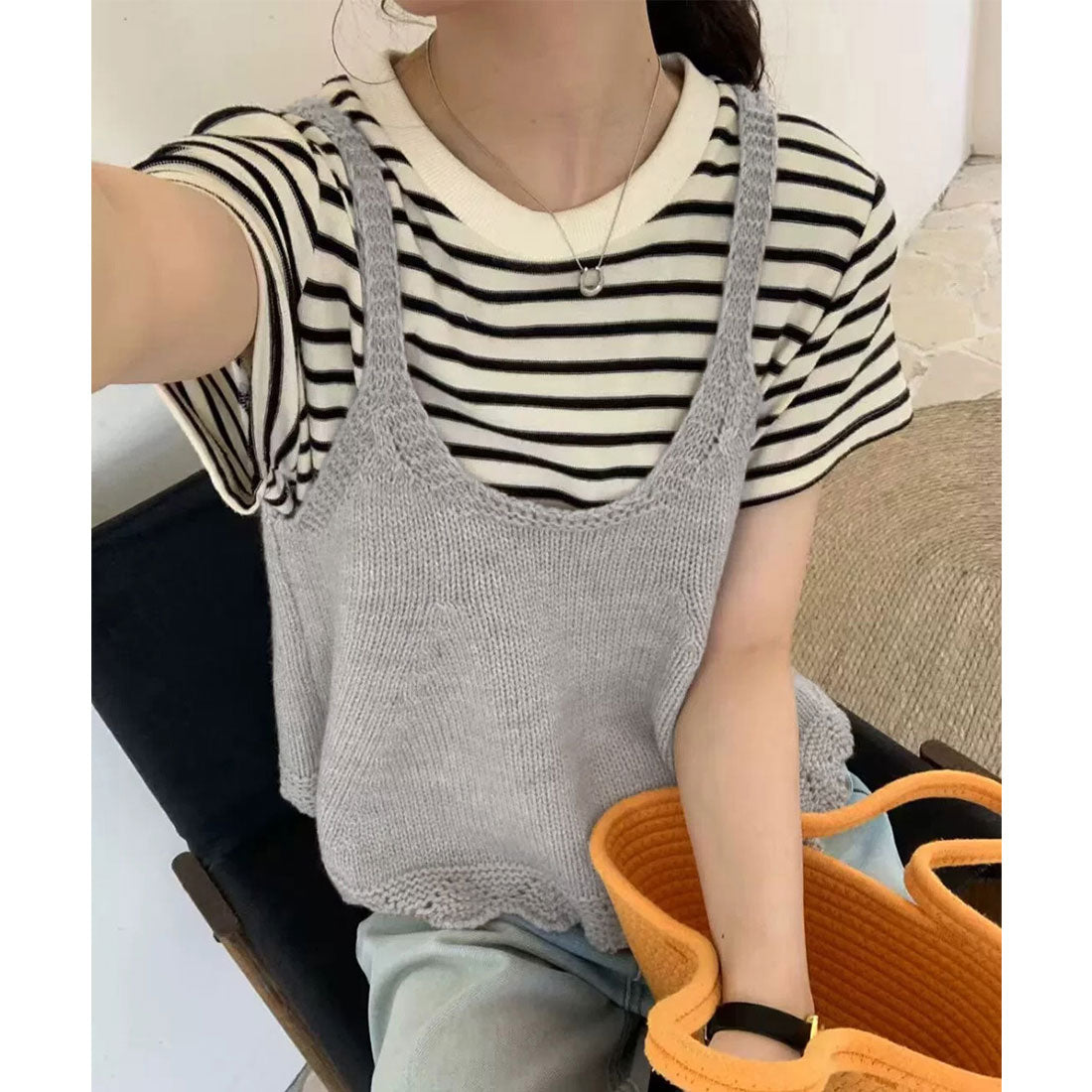 ミニミニストア miniministore ニットベスト レディース 編み Aライン （グレー） グレー