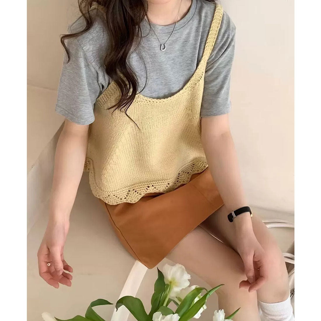 ミニミニストア miniministore ニットベスト レディース 編み Aライン （グレー） グレー