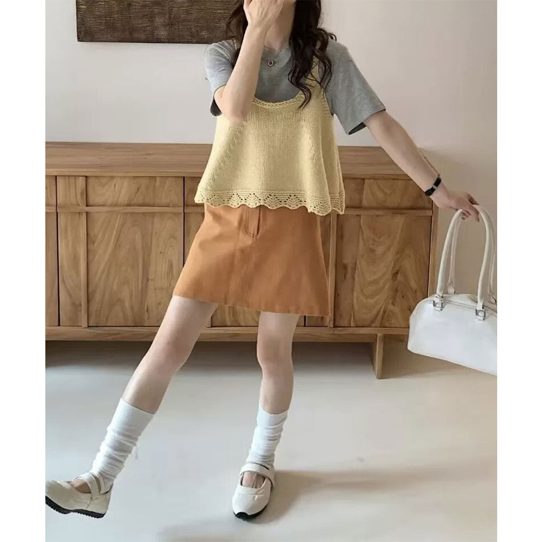ミニミニストア miniministore ニットベスト レディース 編み Aライン （グレー） グレー