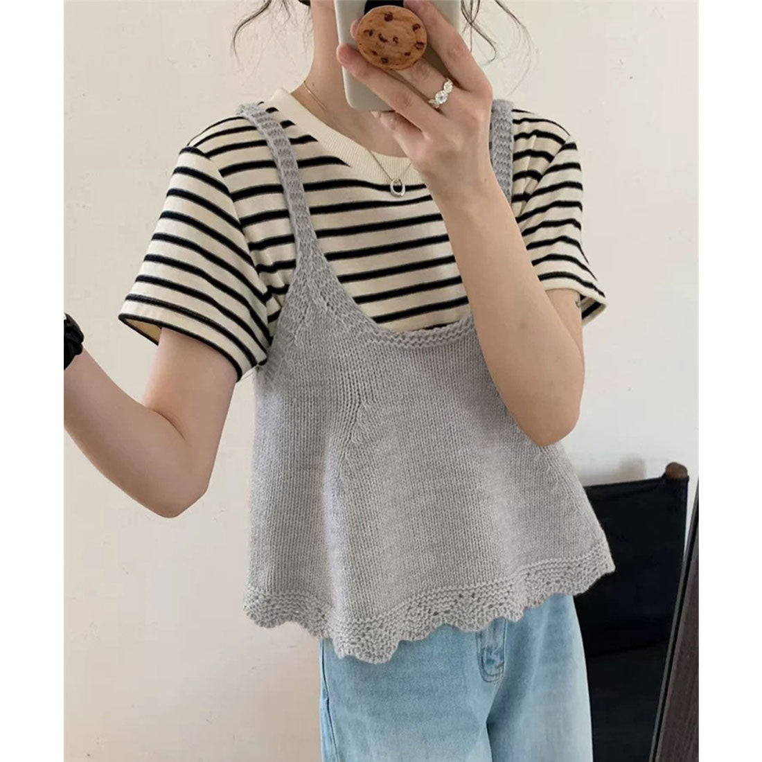 ミニミニストア miniministore ニットベスト レディース 編み Aライン （グレー） グレー