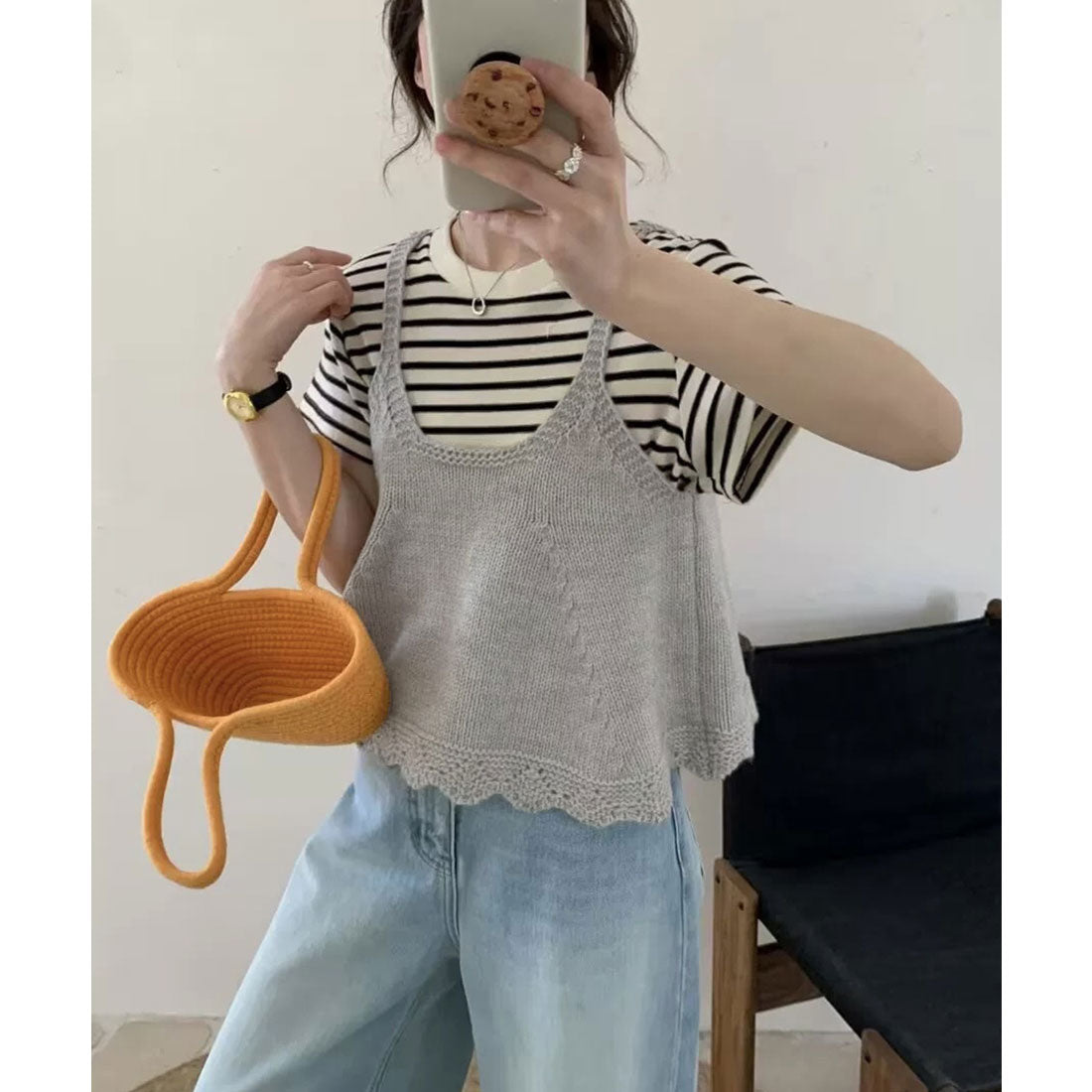 ミニミニストア miniministore ニットベスト レディース 編み Aライン （グレー） グレー