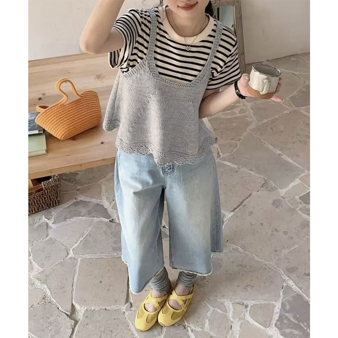 ミニミニストア miniministore ニットベスト レディース 編み Aライン （グレー） グレー