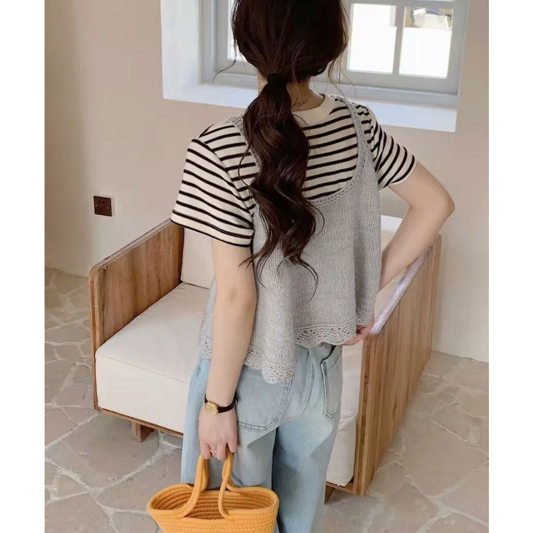 ミニミニストア miniministore ニットベスト レディース 編み Aライン （グレー） グレー