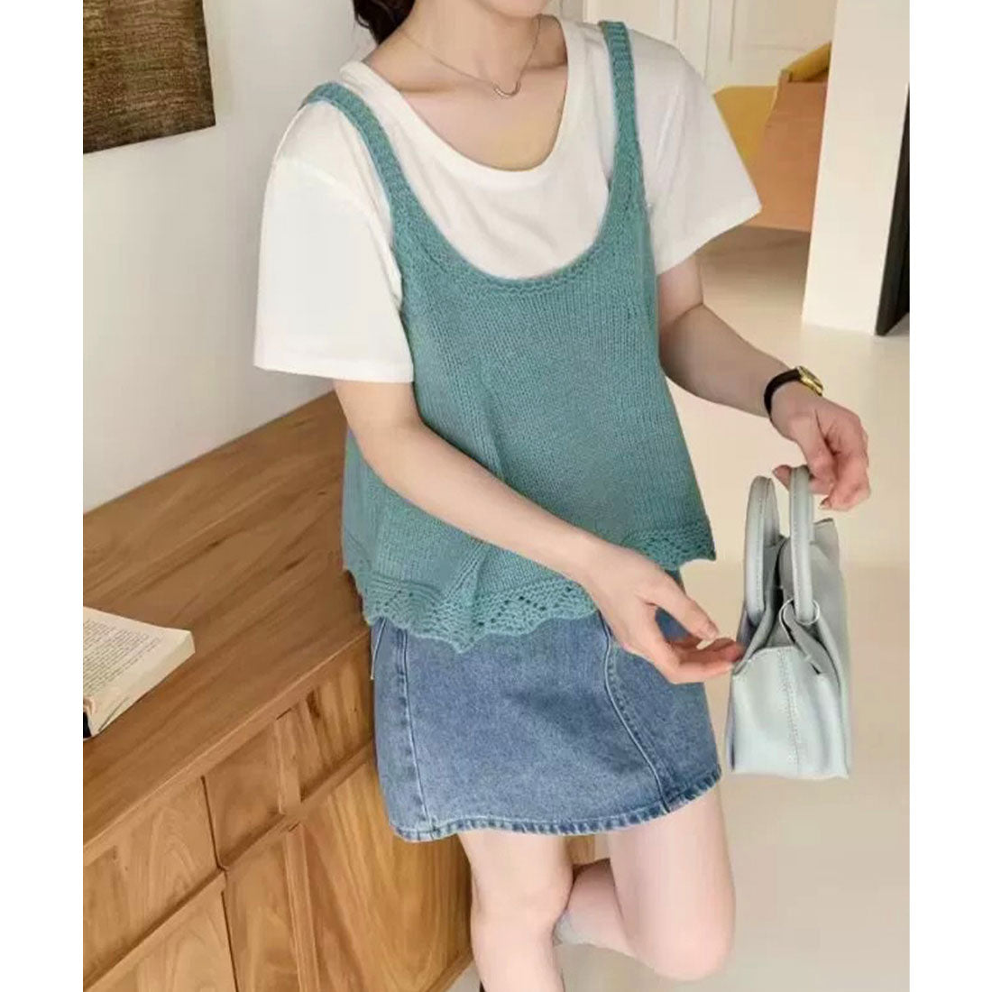 ミニミニストア miniministore ニットベスト レディース 編み Aライン （グレー） グレー