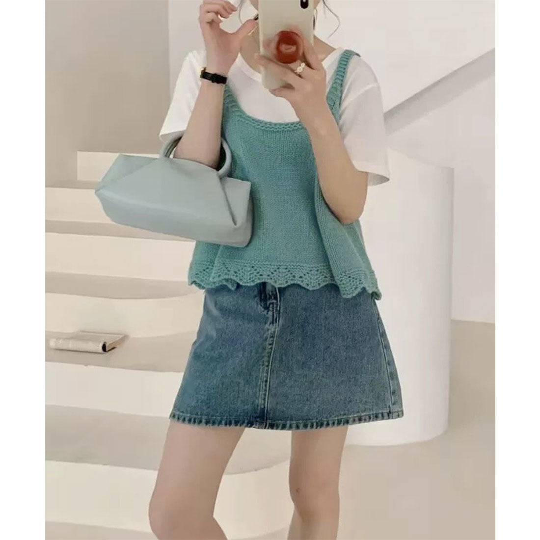 ミニミニストア miniministore ニットベスト レディース 編み Aライン （グレー） グレー