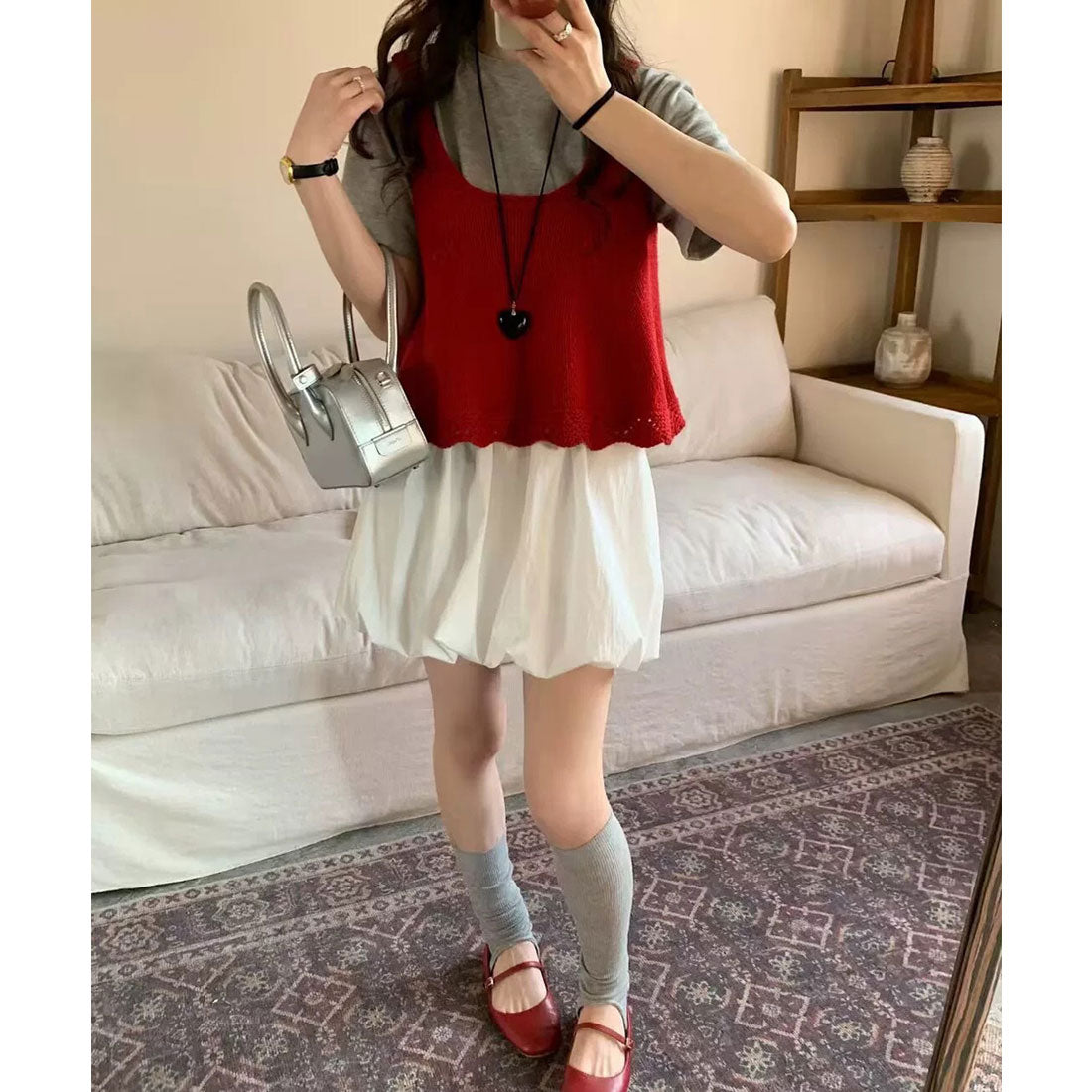 ミニミニストア miniministore ニットベスト レディース 編み Aライン （グレー） グレー