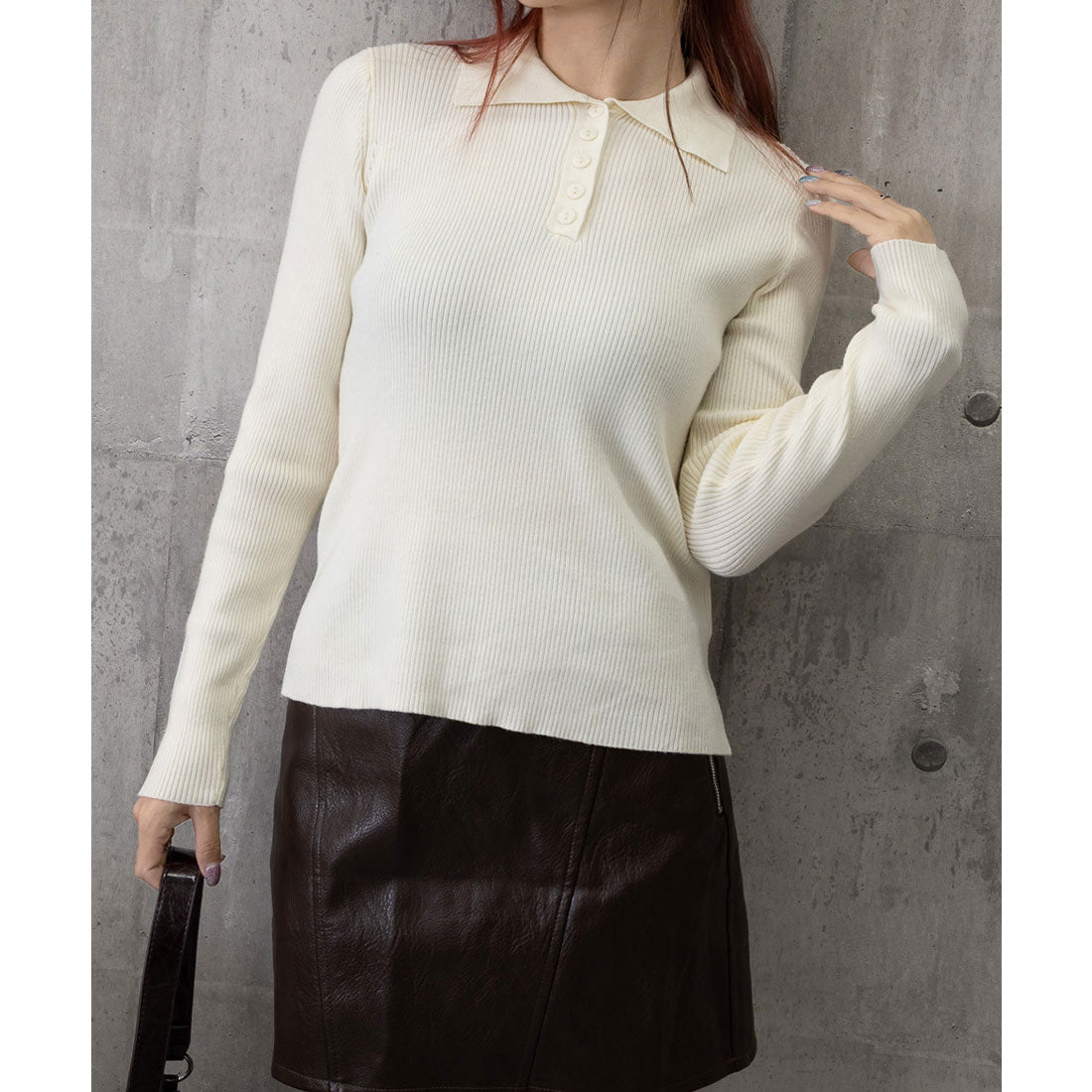 ミニミニストア miniministore ポロリブニットトップス ベーシック春秋服 （ベージュ） ベージュ