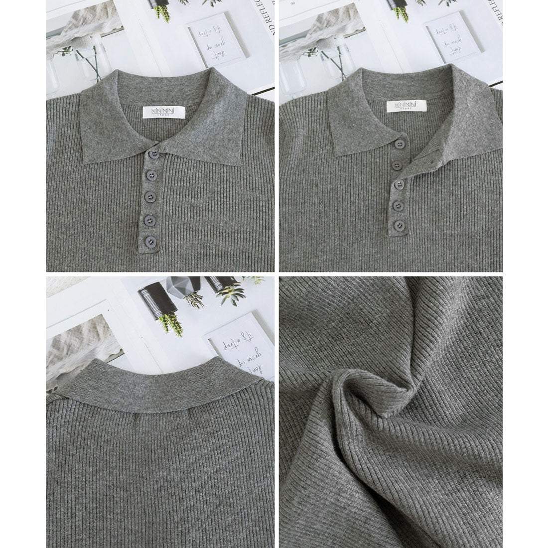 ミニミニストア miniministore ポロリブニットトップス ベーシック春秋服 （ベージュ） ベージュ