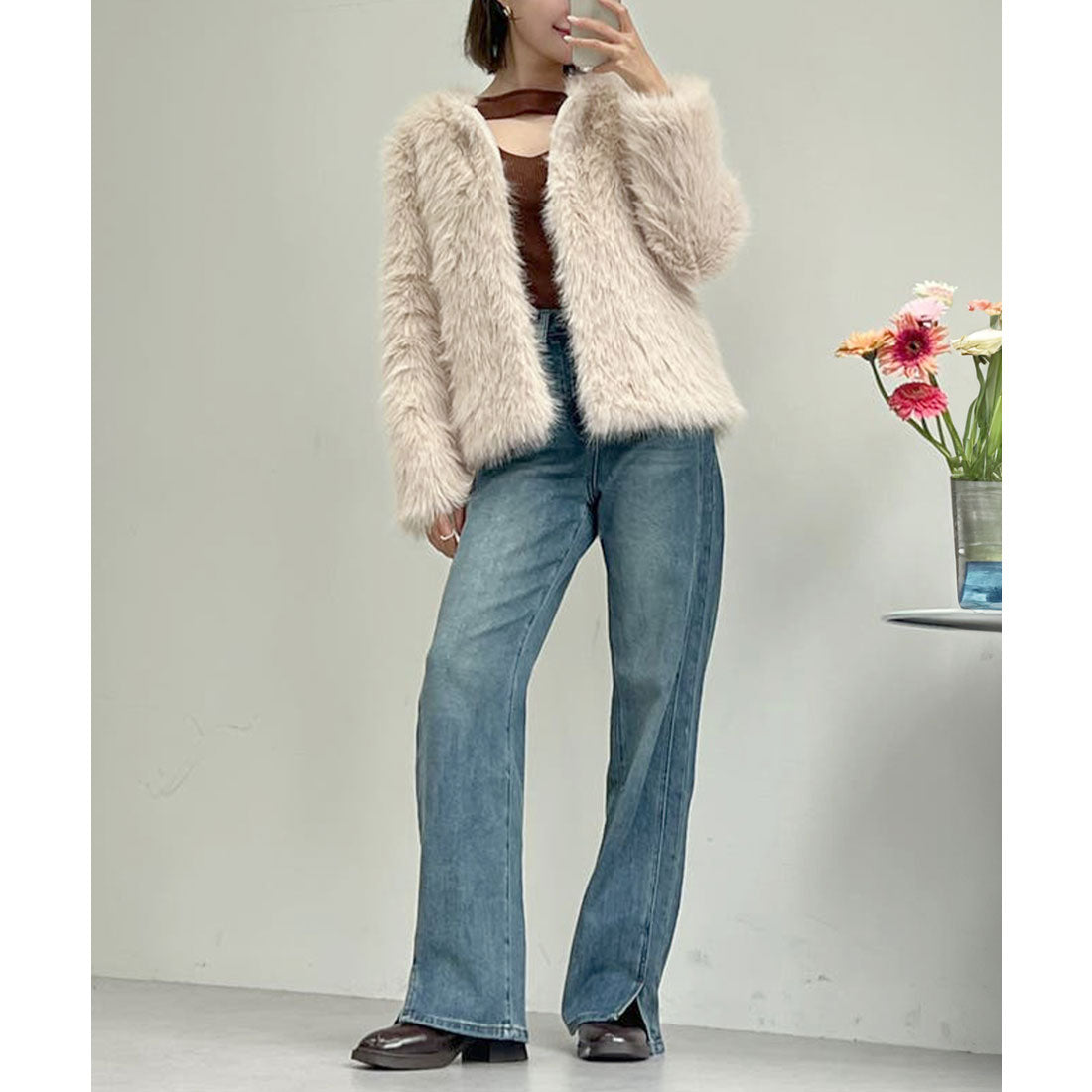 ミニミニストア miniministore エコファーコート ファージャケット 冬服 （ピンク） ピンク