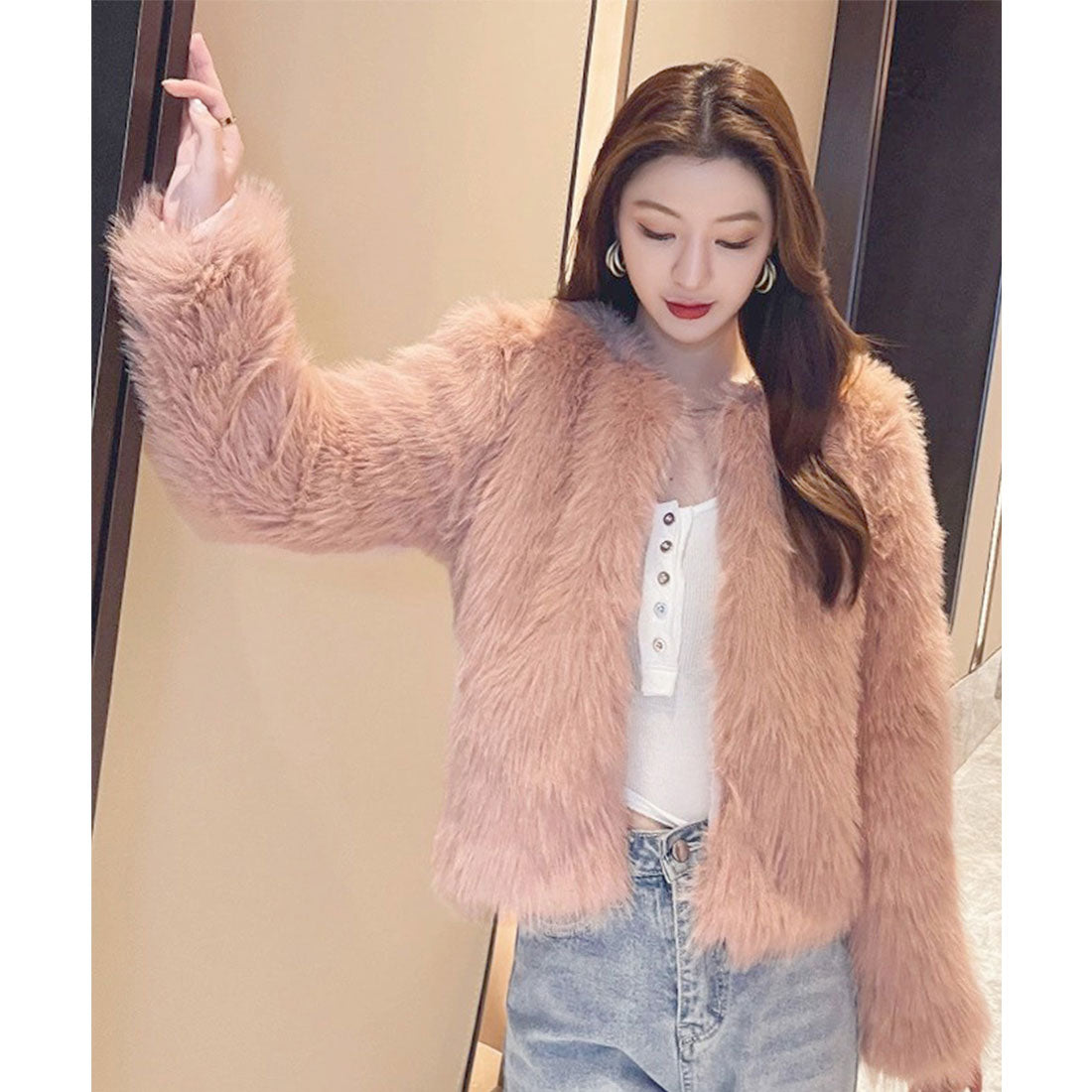 ミニミニストア miniministore エコファーコート ファージャケット 冬服 （ピンク） ピンク