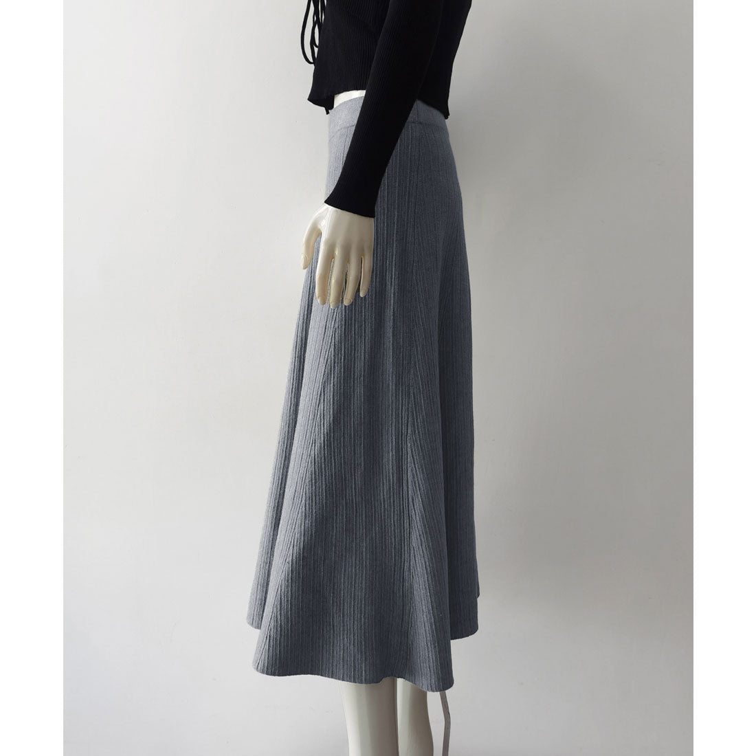ミニミニストア miniministore フレアニットスカート 着やせ 無地 秋冬 （グレー） グレー