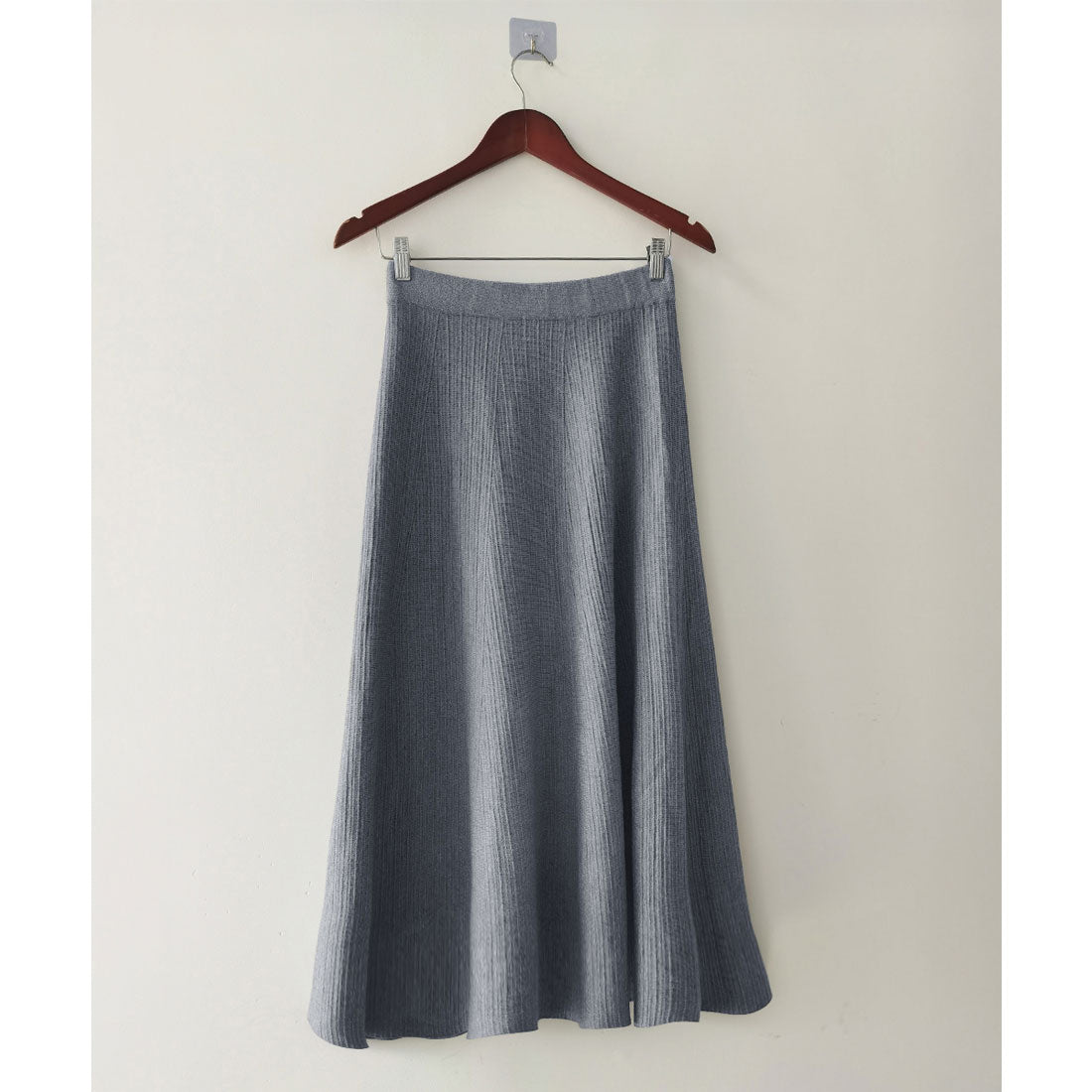 ミニミニストア miniministore フレアニットスカート 着やせ 無地 秋冬 （グレー） グレー