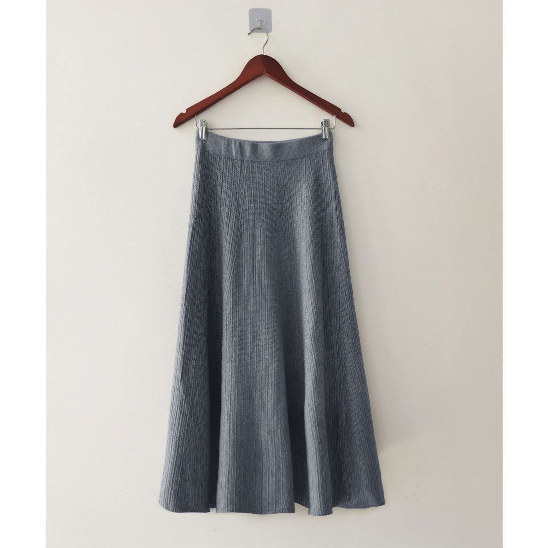 ミニミニストア miniministore フレアニットスカート 着やせ 無地 秋冬 （グレー） グレー