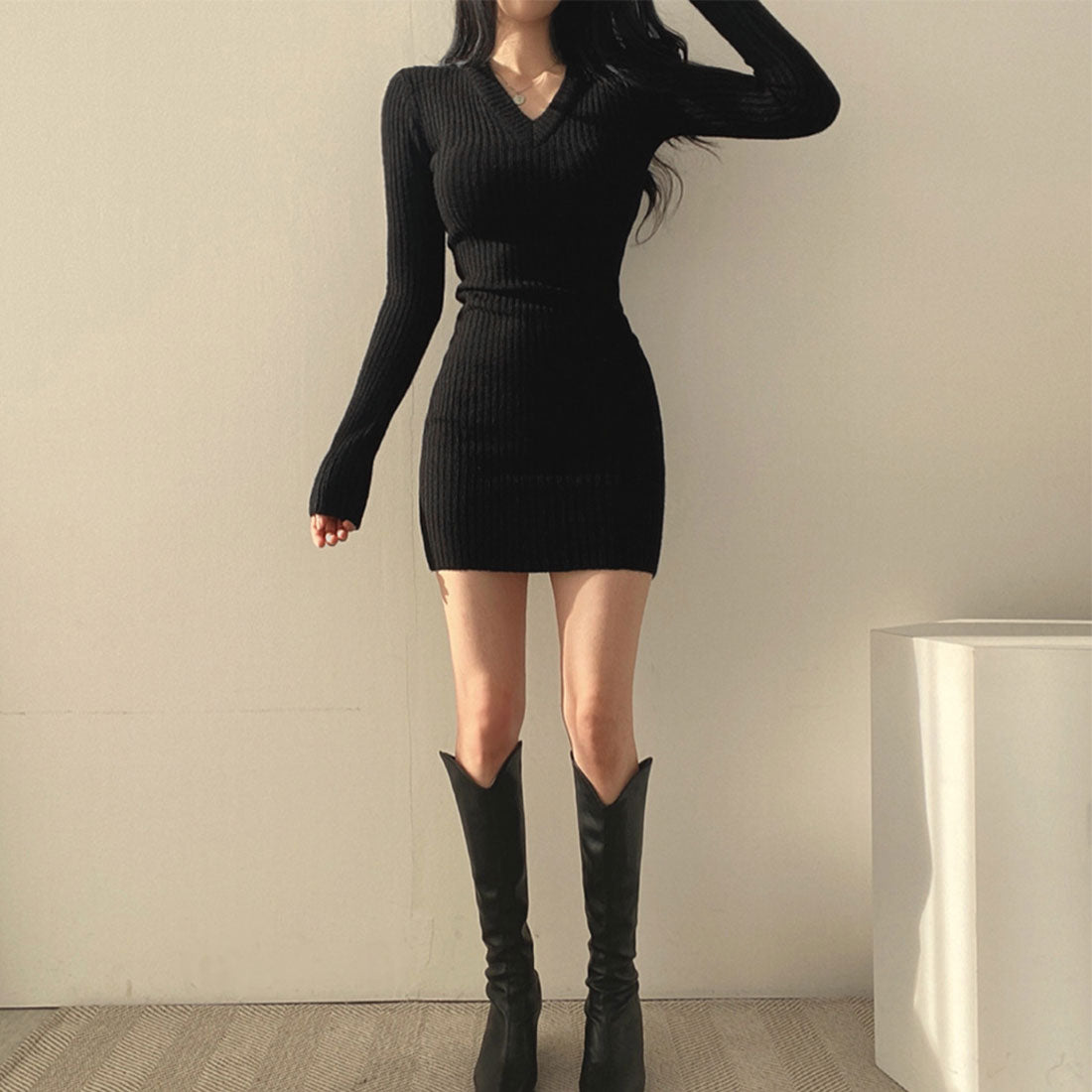 ミニミニストア miniministore ミニニットワンピース スリムフィット韓国 （ホワイト） ホワイト