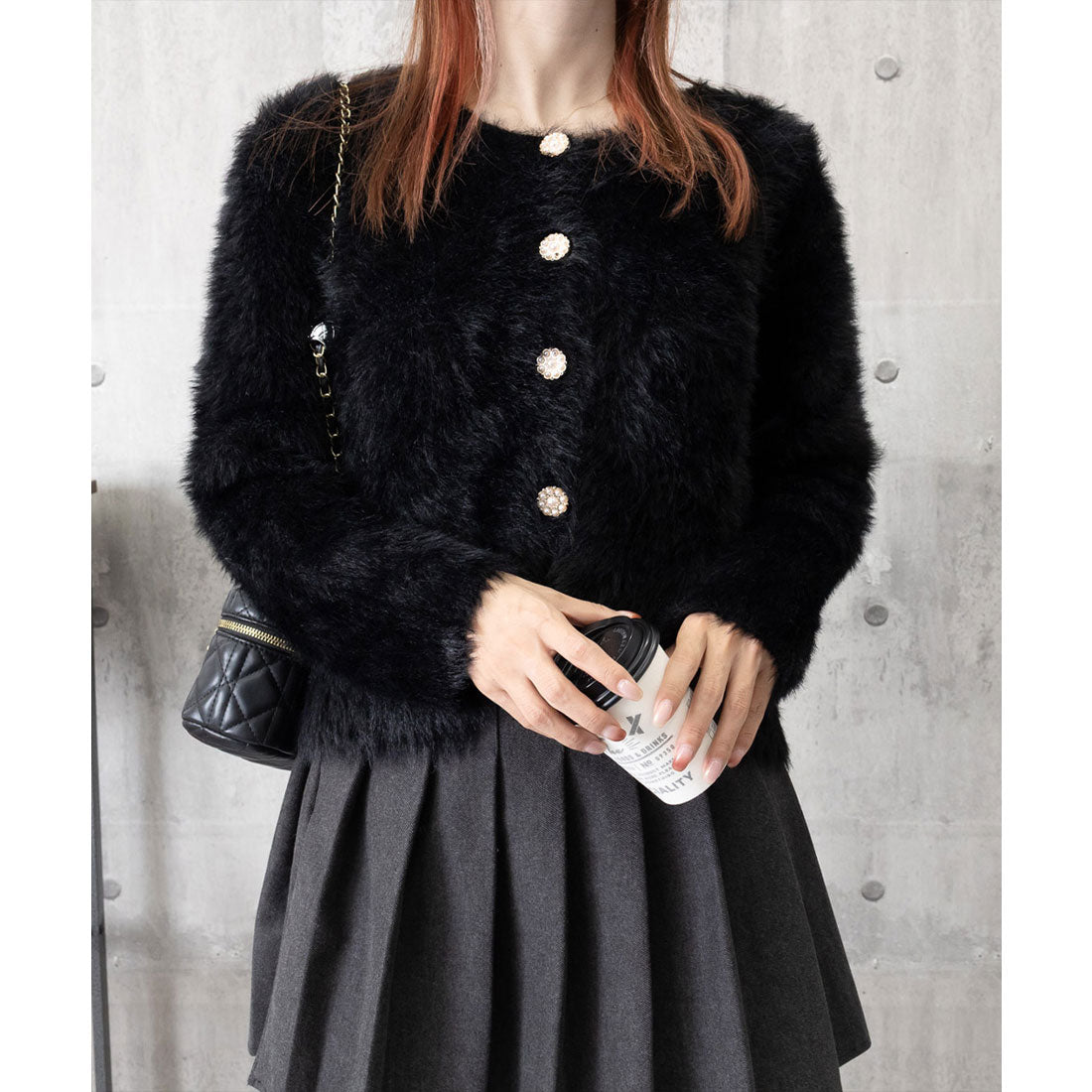ミニミニストア miniministore シャギーニットカーディガンふわふわ秋冬服 （アイボリー） アイボリー