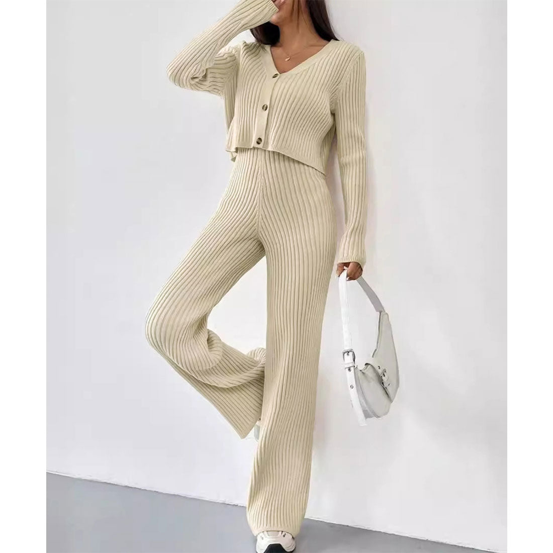 ミニミニストア miniministore ニットセットアップ トップス パンツ （ベージュ） ベージュ