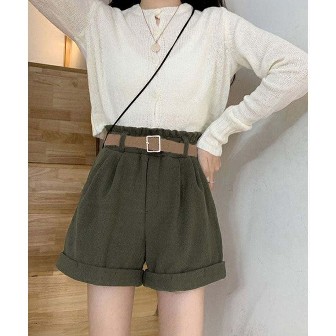 ミニミニストア miniministore ベルト付き ショートパンツ コーデュロイ （ブラック） ブラック