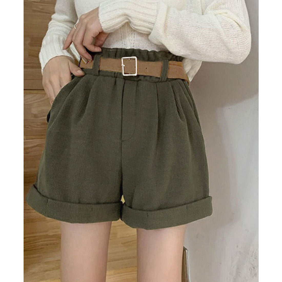 ミニミニストア miniministore ベルト付き ショートパンツ コーデュロイ （ブラック） ブラック