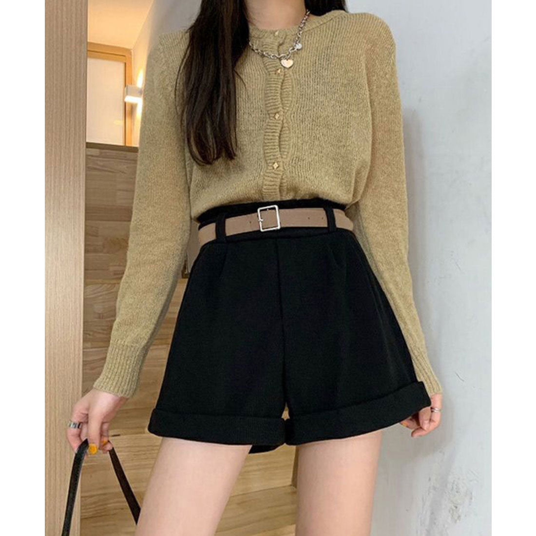 ミニミニストア miniministore ベルト付き ショートパンツ コーデュロイ （ブラック） ブラック