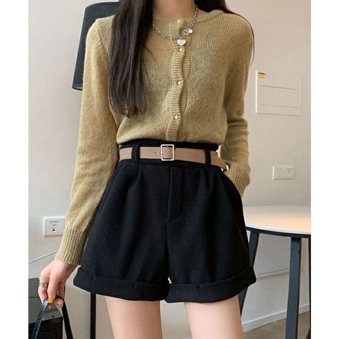 ミニミニストア miniministore ベルト付き ショートパンツ コーデュロイ （ブラック） ブラック