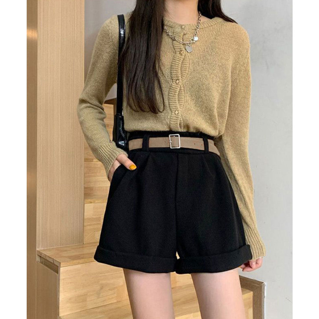 ミニミニストア miniministore ベルト付き ショートパンツ コーデュロイ （ブラック） ブラック