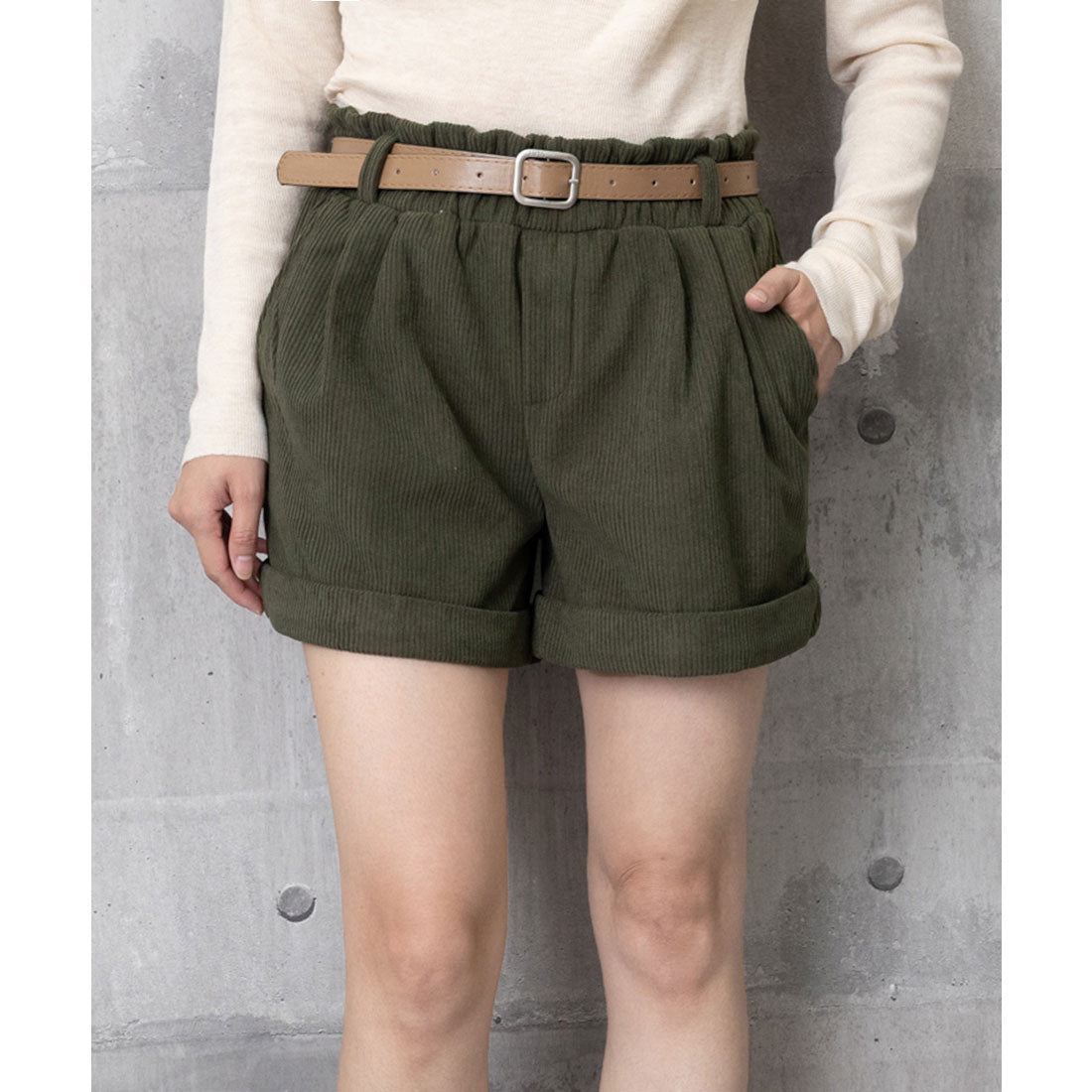 ミニミニストア miniministore ベルト付き ショートパンツ コーデュロイ （ブラック） ブラック