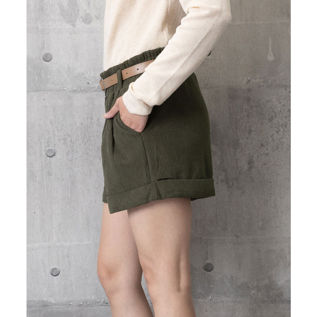 ミニミニストア miniministore ベルト付き ショートパンツ コーデュロイ （ブラック） ブラック